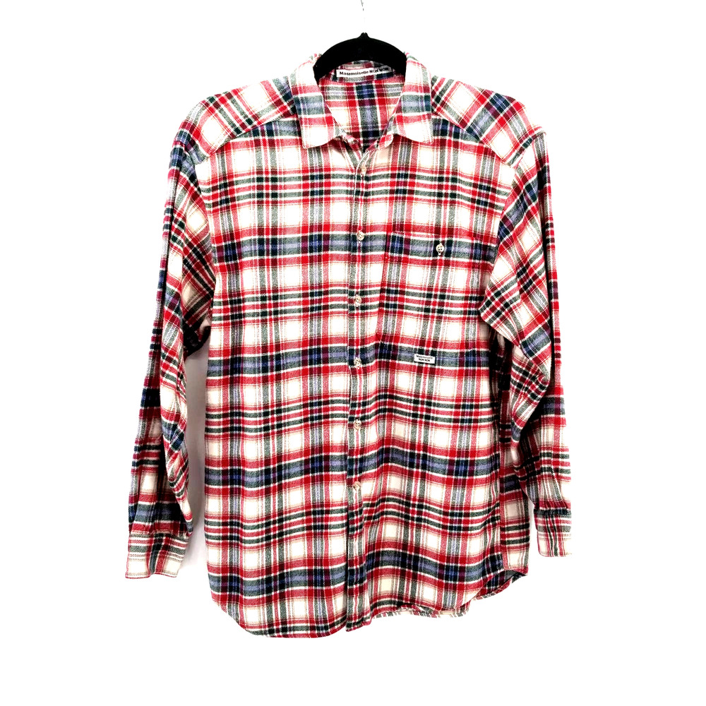 Mademoiselle Nonom Plaid Flannel Shirt Women’s Large Red Tartan 100% Cotton